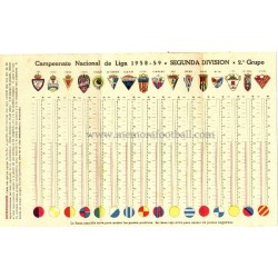 Spanish League 2ª Division 1958-1959 publicity football calendar