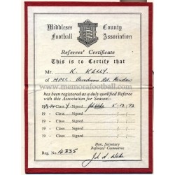 Football Referee´s Certificate dated 1973