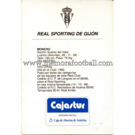 "MONCHU" Sporting de Gijón 1990s card