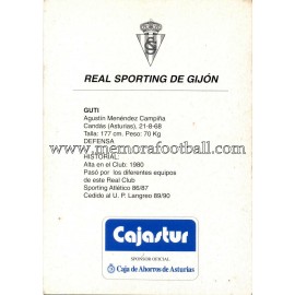 "GUTI" Sporting de Gijón 1990s card