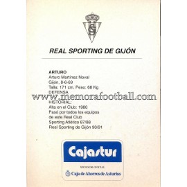 "ARTURO" Sporting de Gijón 1990s card