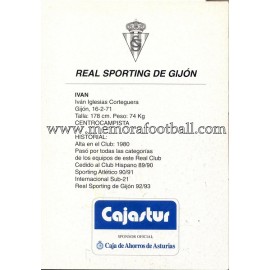 "IVAN IGLESIAS" Sporting de Gijón 1990s card