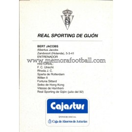 "BERT JACOBS" Sporting de Gijón 1990s card