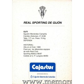 "GUTI" Sporting de Gijón 1990s card