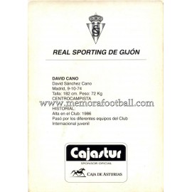 "DAVID CANO" Sporting de Gijón 1990s card