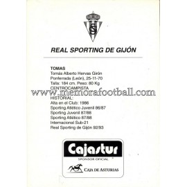 "TOMÁS" Sporting de Gijón 1990s card