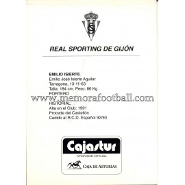 "EMILIO ISIERTE" Sporting de Gijón 1990s card