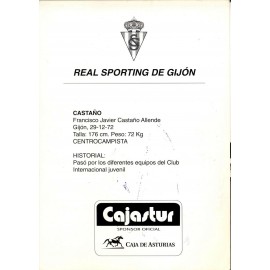 "CASTAÑO" Sporting de Gijón 1990s card