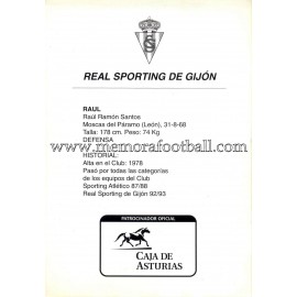 "RAUL" Sporting de Gijón 1990s card