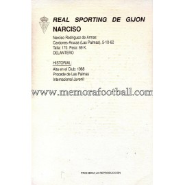 "NARCISO" Sporting de Gijón 1990s card