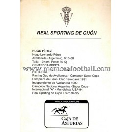 "HUGO PÉREZ" Sporting de Gijón 1990s card