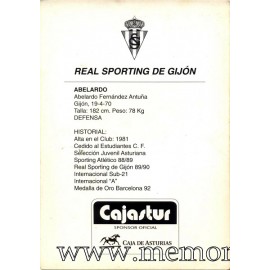 "ABELARDO" Sporting de Gijón 1990s card