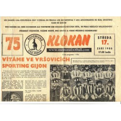 Programa Bohemians CKD Praha v Sporting de Gijón 17.09.1980 Copa de la UEFA