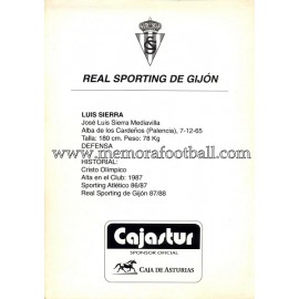"LUIS SIERRA" Sporting de Gijón 1990s card