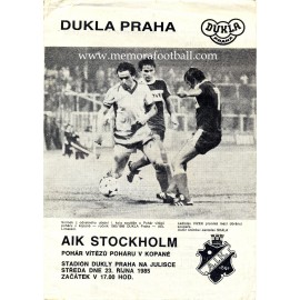 Dukla Praha - AIK Stockholm 23-10-1985 UEFA Cup Winners Cup programme