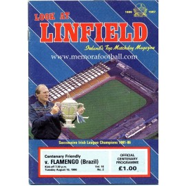 Linfield v Flamengo 19-08-1986 Centenary Friendly match programme