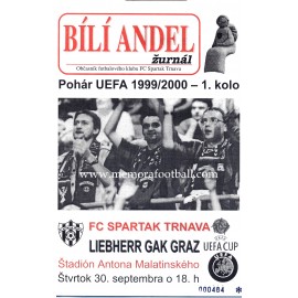 FC Spartak Trnava v Liebherr Gak Graz 30-09-1999 UEFA Cup programme