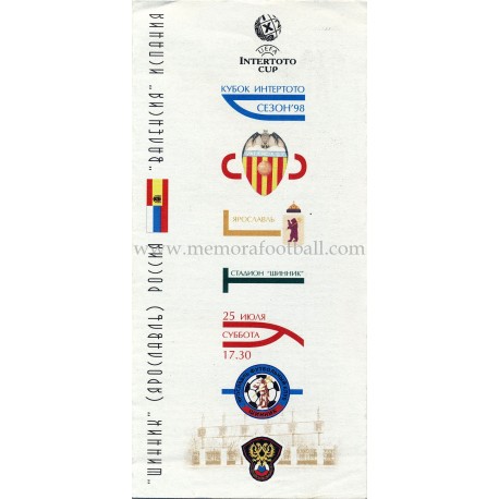FC Shinnik Yaroslavl v Valencia CF 1998 Intertoto Cup programme