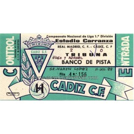 Cadiz CF vs Real Madrid 11-12-88 ticket