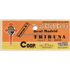 Real Club Celta vs Real Madrid 07-11-76 ticket