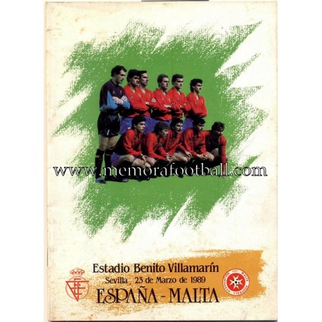 Programa Oficial España vs Malta 23-03-1989 Programa Oficial España vs Malta 23-03-1989