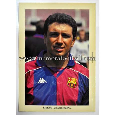 Tarjeta postal de gran tamaño "EUSEBIO" FC Barcelona 1990s