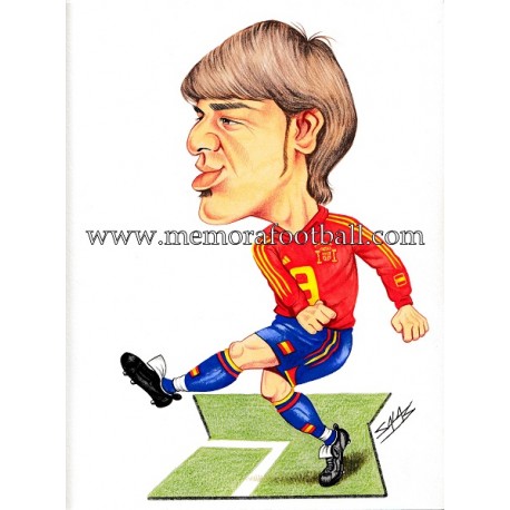 Caricatura de "DAVID VILLA" Selección Española, original de Salas