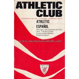 Athletic Club vs Español 01-11-1970 programa oficial