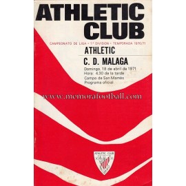 Athletic Club vs CD Málaga 18-04-71 official programme