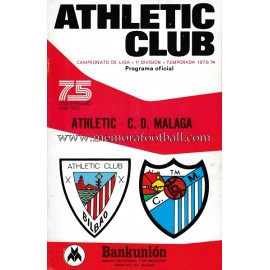 Programa del partido Athletic Club vs CD Málaga 1973/74