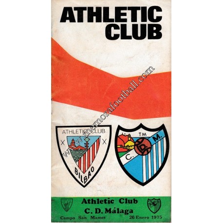 Athletic Club vs CD Málaga 26/01/1975 official programme