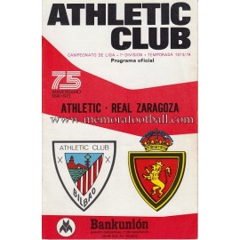 Programa del partido Athletic Club vs Real Zaragoza 1973/74