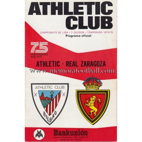 Athletic Club vs Real Zaragoza 1973/74 official programme