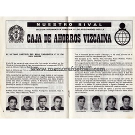 Programa del partido Athletic Club vs Real Zaragoza 1973/74