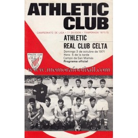 Programa del partido Athletic Club vs Real Club Celta 03-10-71