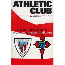 Programa del partido Athletic Club vs Real Club Celta 1973/1974