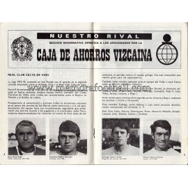 Programa del partido Athletic Club vs Real Club Celta 1973/1974