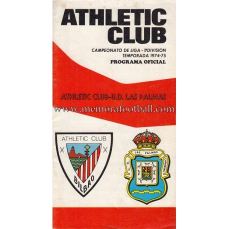 Athletic Club vs UD Las Palmas 1974-1975 programa oficial