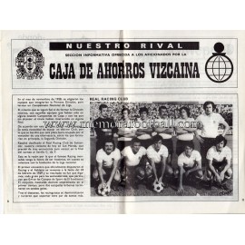 Athletic Club vs Racing de Santander 1973-74 programa oficial