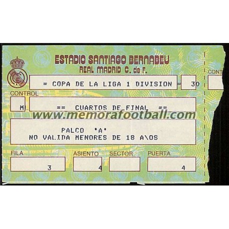 Real Madrid vs FC Barcelona 18-05-1985 Copa de la Liga ticket