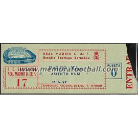 Real Madrid vs FC Barcelona 18-04-1982 Spanish League ticket