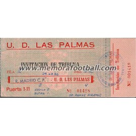 Entrada UD Las Palmas vs Real Madrid 29-03-1986 Liga Española