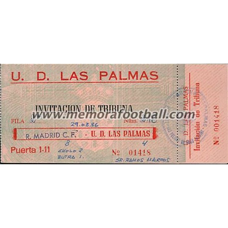 UD Las Palmas vs Real Madrid 29-03-1986 Spanish League