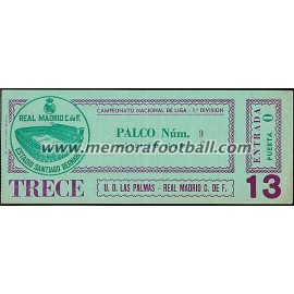 Real Madrid vs UD Las Palmas 28-02-1981 LFP ticket