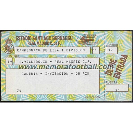 Real Madrid vs Real Valladolid 22-05-1988 LFP ticket