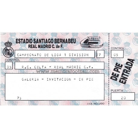 Real Madrid CF vs Real Club Celta 06-11-1988 ticket