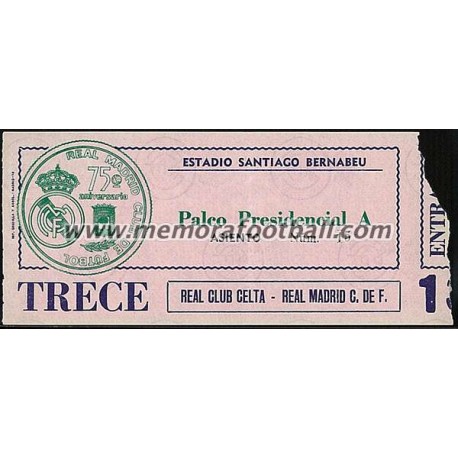 Real Madrid CF vs Real Club Celta 13-03-1977 ticket