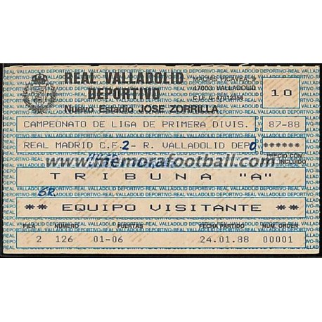 Entrada Real Valladolid vs Real Madrid 24-01-1988