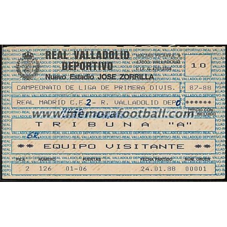 Real Valladolid vs Real Madrid 24-01-1988 ticket