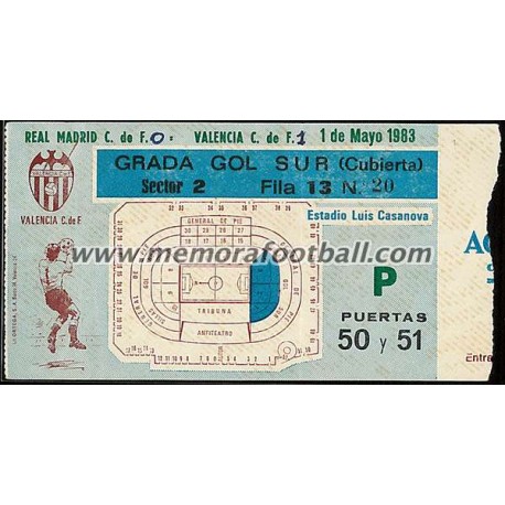 Valencia CF vs Real Madrid CF 01-05-83 ticket